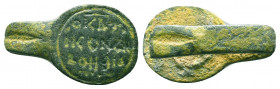 Ancient Byzantine Bronze very interesting inscribed fragment

Condition: Very Fine

Weight: 3.5 gr
Diameter: 26 mm