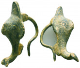 Ancient Zoomorphic Fibula,

Condition: Very Fine

Weight: 17.6 gr
Diameter: 42 mm