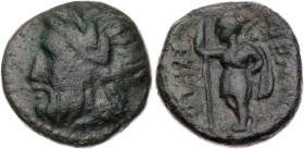 THESSALIEN EKKARA
AE-Chalkous 325-320 v. Chr. Vs.: Kopf des Zeus mit Lorbeerkranz n. l., Rs.: Artemis steht auf Speer gestützt n. l. Rogers 207; BCD ...