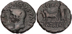 ACHAIA PATRAS
Tiberius mit Divus Augustus, 14-37 n. Chr. AE-As Vs.: [DIVVS · AVG]VSTVS · PATE[R] Kopf mit Strahlenkrone n. l., Rs.: COL · A · A / PAT...
