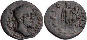 LYDIEN MAIONIA
Septimius Severus, 193-211 n. Chr. AE-Hemiassarion Vs.: Kopf mit Lorbeerkranz n. r., Rs.: Herakles steht mit Löwenfell, Füllhorn und K...