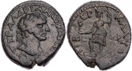 PALESTINA GALILAEA, TIBERIAS
Hadrianus, 117-138 n. Chr. AE-Assarion 118/119 n. Chr. (= Jahr 101) Vs.: Kopf mit drapierter linker Schulter und Lorbeer...