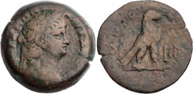 ÄGYPTEN ALEXANDRIA
Nero, 54-68 n. Chr. AE-Diobol 66/67 n. Chr. (= Jahr 13) Vs.: Kopf mit Lorbeerkranz n. r., Rs.: Adler steht n. r., rechts im Feld J...
