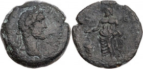 ÄGYPTEN ALEXANDRIA
Antoninus Pius, 138-161 n. Chr. AE-Drachme 141/142 n. Chr. (= Jahr 5) Vs.: Kopf mit Lorbeerkranz n. r., Rs.: Asklepios steht mit S...