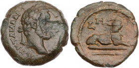 ÄGYPTEN ALEXANDRIA
Antoninus Pius, 138-161 n. Chr. AE-Obol 144/145 n. Chr. (= Jahr 8) Vs.: Kopf mit Lorbeerkranz n. r., Rs.: Sphinx liegt n. r., link...