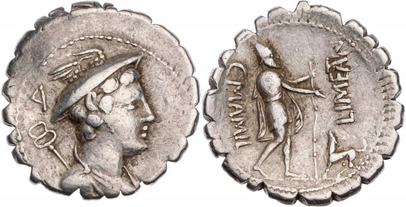 RÖMISCHE REPUBLIK
C. Mamilius Limetanus, 82 v. Chr. AR-Denar (Serratus) Rom Vs....