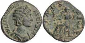 RÖMISCHE KAISERZEIT
Iulia Mamaea, Mutter des Severus Alexander, 222-235 n. Chr. AE-Sesterz 224 n. Chr. Rom Vs.: IVLIA MAMAEA AVGVSTA, drapierte Büste...