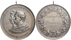 BRANDENBURG - PREUSSEN PREUSSEN, KÖNIGREICH
Wilhelm II., 1888-1918. Tragbare Silbermedaille o. J. (Gravur von 1891) Werkstatt Oertel, Berlin Vs.: Bru...