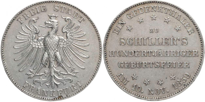 FRANKFURT STADT
 Vereinstaler 1859 100. Geburtstag Schillers AKS 43; J. 50; Thu...