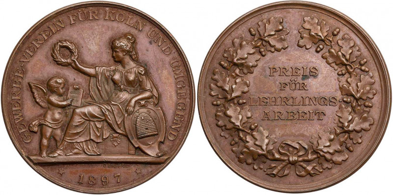 KÖLN STADT
 Bronzemedaille 1897 ohne Signatur, v. Weckwerth, bei Oertel, Berlin...