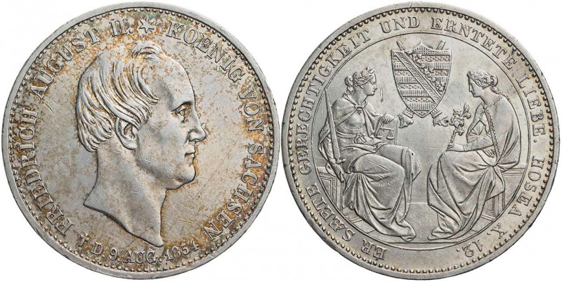 SACHSEN SACHSEN, KÖNIGREICH
Friedrich August II., 1836-1854. Taler 1854 Auf sei...