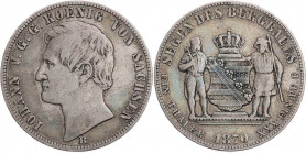 SACHSEN SACHSEN, KÖNIGREICH
Johann, 1854-1873. Ausbeutetaler 1870 B AKS 135; J. 128; Thun 350. dunkle Tönung, s-ss