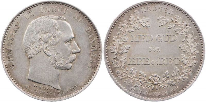 DÄNEMARK KÖNIGREICH
Christian IX., 1863-1906. 2 Kroner 1888 Auf das 25-jährige ...