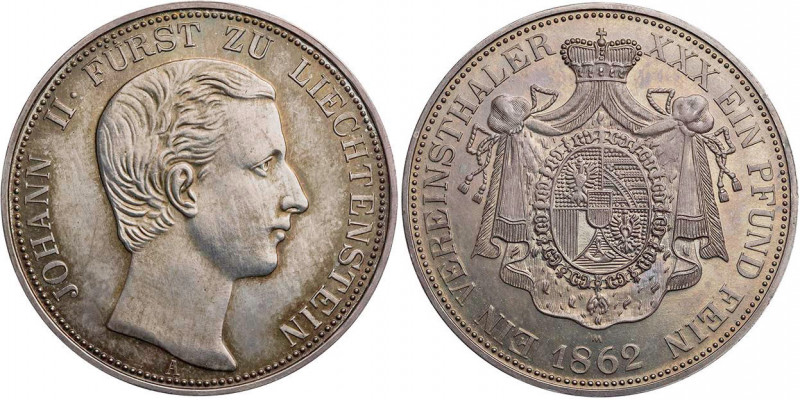 LIECHTENSTEIN FÜRSTENTUM
Johann II., 1858-1929. Vereinstaler 1862 A (offizielle...