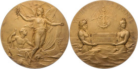 VERKEHRSWESEN SCHIFFAHRT
Frankreich Vergoldete Silbermedaille o. J. (1892) v. Frédéric-Charles Victor de Vernon, bei Monnaie de Paris Prämie des Yach...
