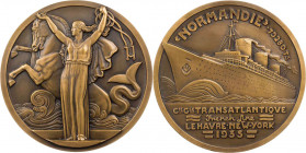 VERKEHRSWESEN SCHIFFAHRT
Frankreich Bronzemedaille 1935 v. Jean de Vernon, bei Monnaie de Paris Auf die Jungfernfahrt der "Normandie" und die Einweih...