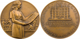 HANDWERK, BRANCHEN, BERUFE ARCHITEKTUR
 Bronzemedaille o. J. (1948) v. Pierre Turin, bei Monnaie de Paris Prämie des Sous-Comptoir des Entrepreneurs ...