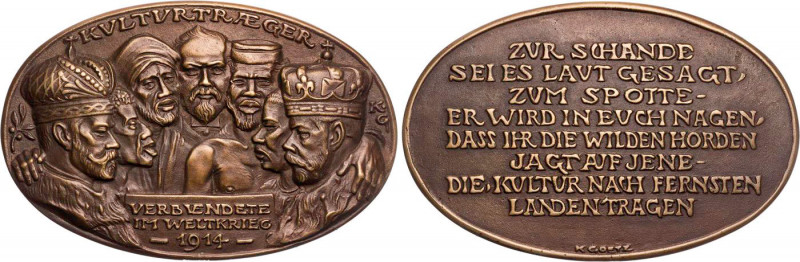 KUNSTMEDAILLEN 20. JAHRHUNDERT
Goetz, Karl, 1875-1950. Ovale Bronzegussmedaille...