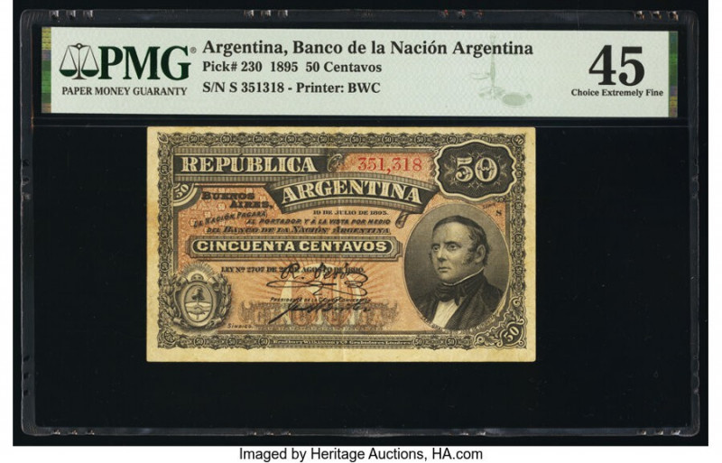 Argentina Banco de la Nacion Argentina 50 Centavos 19.7.1895 Pick 230 PMG Choice...