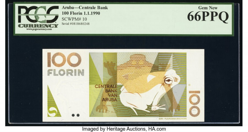 Aruba Centrale Bank 100 Florin 1990 Pick 10 PCGS Gem New 66PPQ. 

HID09801242017...