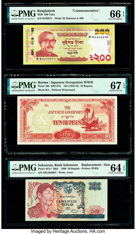 Bangladesh, Burma, Indonesia, South Korea & Viet Nam Group Lot of 6 Examples PMG...