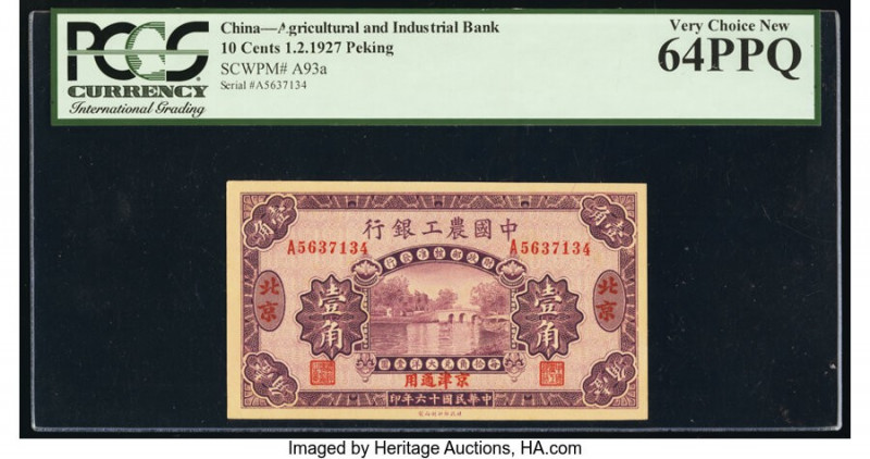 China Agricultural & Industrial Bank of China 10 Cents 1.2.1927 Pick A93a S/M#C2...