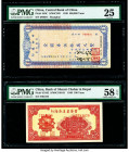 China Central Bank of China; Bank of Shansi Chahar 500,000; 100 Yuan 1949; 1946 Pick 449C; S3192 Two Examples PMG Very Fine 25; Choice About Unc 58 EP...
