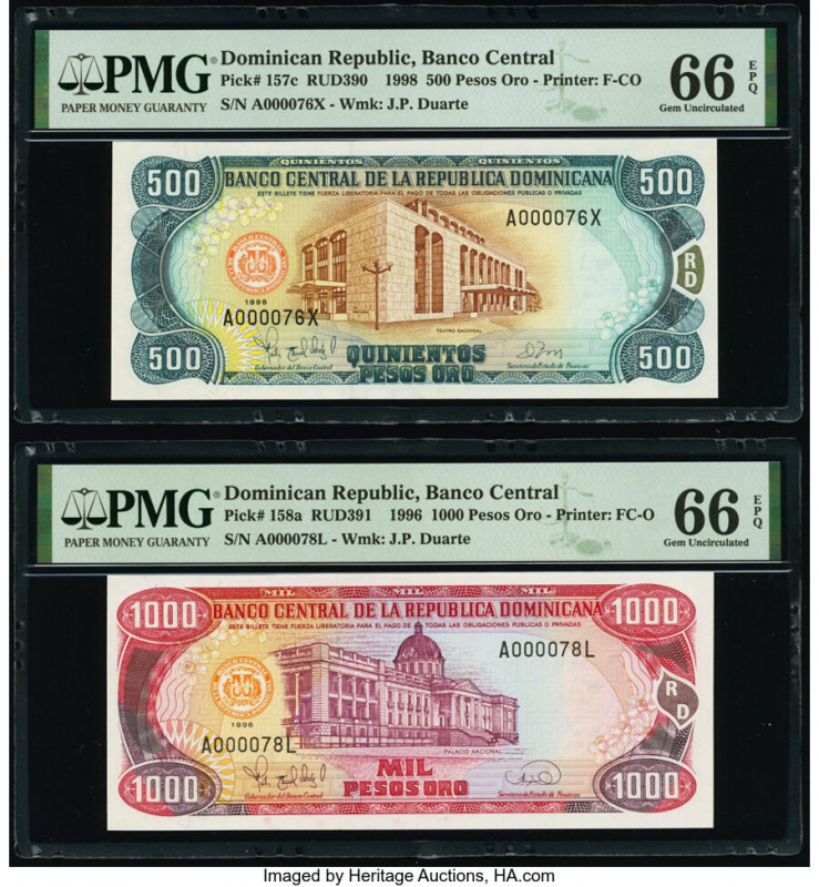 Two Low Serial Number Examples Dominican Republic Banco Central de la Republica ...
