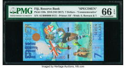 Fiji Reserve Bank of Fiji 7 Dollars 2016 (ND 2017) Pick 120s Commemorative Specimen PMG Gem Uncirculated 66 EPQ. Roulette Specimen punch.

HID09801242...