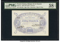 French Guiana Banque de la Guyane 5 Francs 1901 (ND 1947) 1947 Pick 1e PMG Choice About Unc 58 EPQ. 

HID09801242017

© 2020 Heritage Auctions | All R...