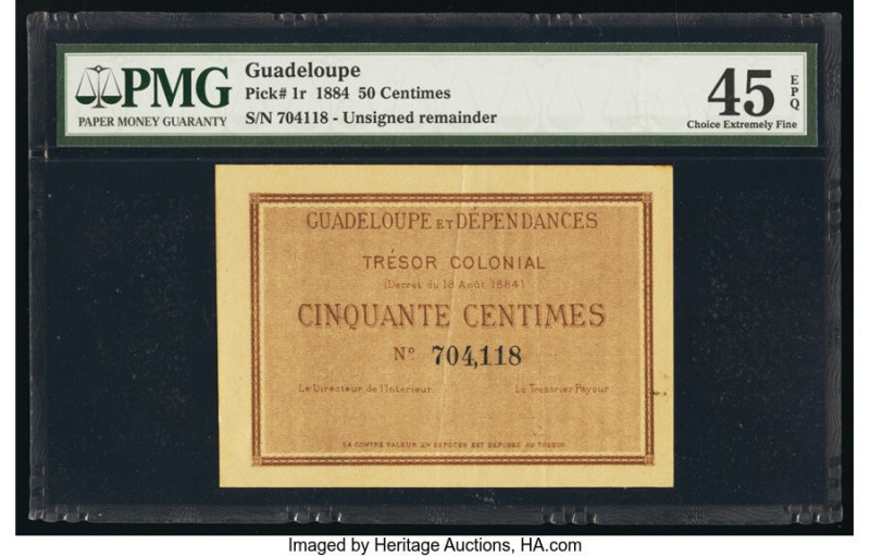 Guadeloupe Guadeloupe et Dependances, Tresor Colonial 50 Centimes 1884 Pick 1r R...