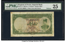 Iran Kingdom of Persia, Imperial Bank, Teheran- 2 Tomans 1924-32 Pick 12 PMG Very Fine 25. Stain.

HID09801242017

© 2020 Heritage Auctions | All Righ...