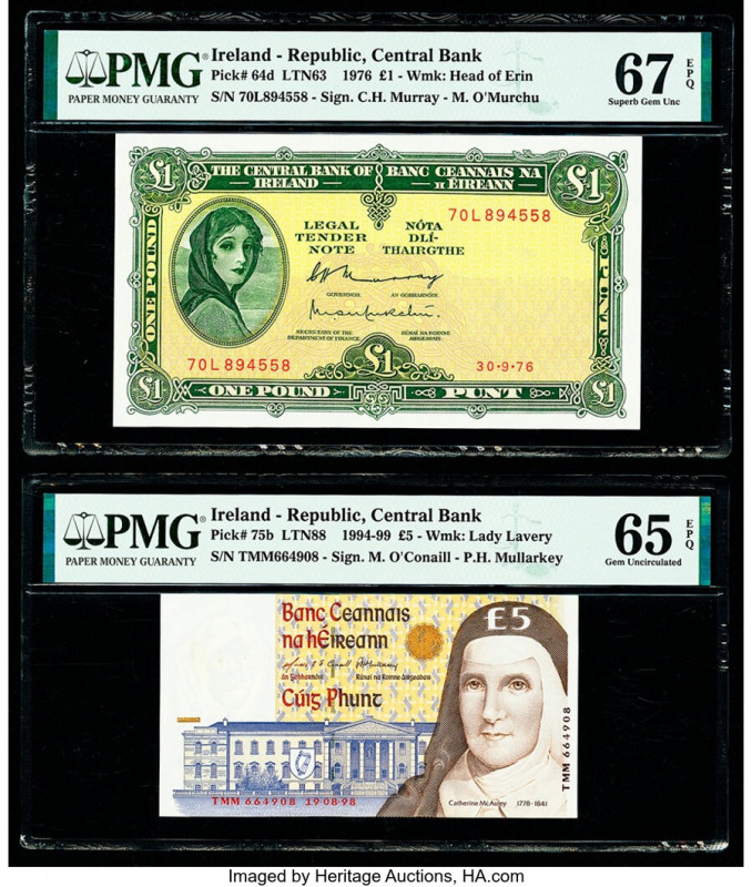 Ireland - Republic Central Bank of Ireland 1; 5 Pounds 30.9.1976; 1994-99 Pick 6...
