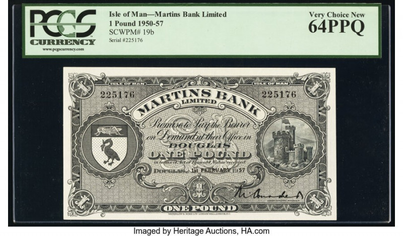 Isle Of Man Martins Bank Limited 1 Pound 1.2.1957 Pick 19b PCGS Very Choice New ...