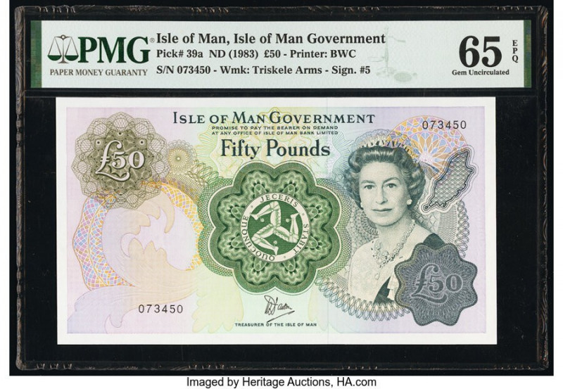 Isle Of Man Isle of Man Government 50 Pounds ND (1983) Pick 39a PMG Gem Uncircul...