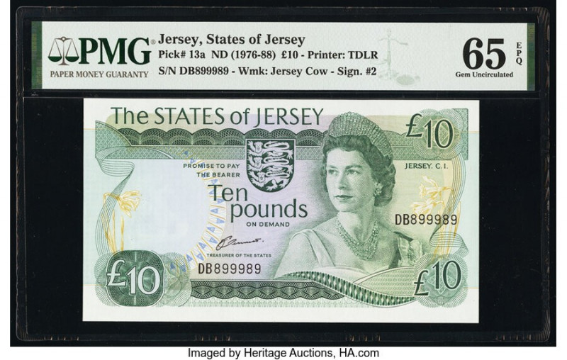 Jersey States of Jersey 10 Pounds ND (1976-88) Pick 13a PMG Gem Uncirculated 65 ...