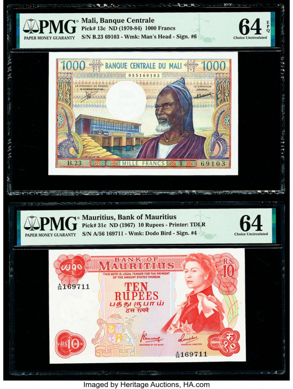 Mali Banque Centrale du Mali 1000 Francs ND (1970-84) Pick 13c PMG Choice Uncirc...