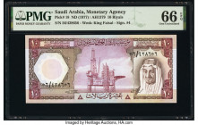 Saudi Arabia Saudi Arabian Monetary Agency 10 Riyals ND (1977) / AH1379 Pick 18 PMG Gem Uncirculated 66 EPQ. 

HID09801242017

© 2020 Heritage Auction...