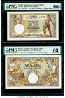 Serbia National Bank 500; 1000 Dinara 1.5.1942 Pick 31; 32a Two Examples PMG Gem Uncirculated 66 EPQ; Choice Uncirculated 63. Pick 32a has corner stai...
