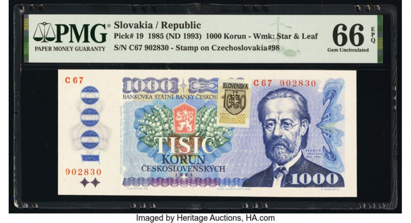 Slovakia Slovenska Republika 1000 Korun 1985 (ND 1993) Pick 19 PMG Gem Uncircula...