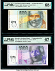 Slovakia Slovak National Bank 500; 1000 Korun 2000 Pick 38; 39 Two Commemorative Examples PMG Superb Gem Unc 68 EPQ; Superb Gem Unc 67 EPQ. 

HID09801...