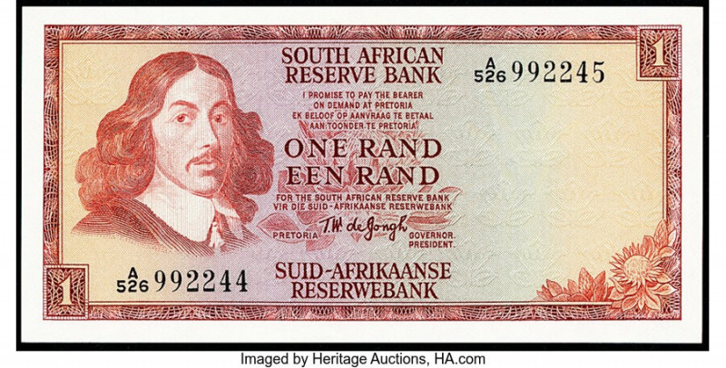 Mismatched Serial Error South Africa Republic of South Africa 1 Rand ND (1973) P...