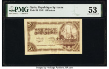 Syria Republique Syrienne 10 Piastres 31.7.1942 Pick 50 PMG About Uncirculated 53. Small tear.

HID09801242017

© 2020 Heritage Auctions | All Rights ...
