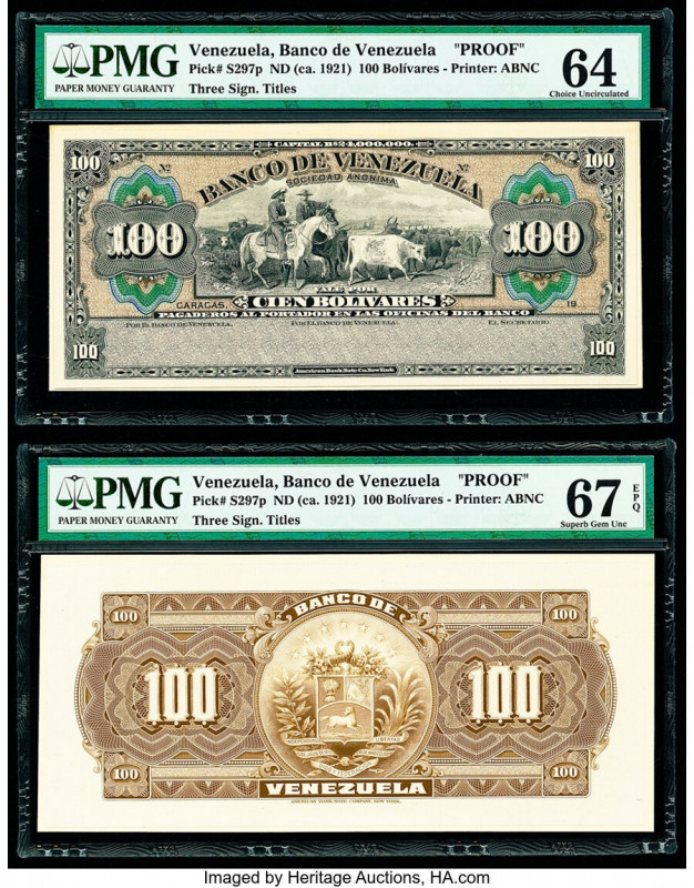 Venezuela Banco de Venezuela 100 Bolivares ND (ca. 1921) Pick S297p Front and Ba...