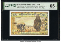 West African States Banque Centrale des Etats de L'Afrique de L'Ouest - Cote d'Ivoire 500 Francs ND (1959-64) Pick 102Am PMG Gem Uncirculated 65 EPQ. ...