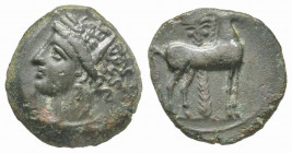 Zeugitania II Punic War, 221-202 BC, AE 2.97 g. 
Ref: SNG Copenhagen 341, Muller 154 - VF