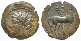 Zeugitania II Punic War, 221-202 BC, AE 2.82 g.
Ref: SNG Copenhagen 341, Muller 154 - Good VF