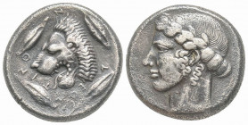Sicily, Leontini, 450-440 BC, Tetradrachm, AG 16.23 g. 
Ref: SNG ANS 235 - Kraay Hirmer 30 - Good VF, Rare