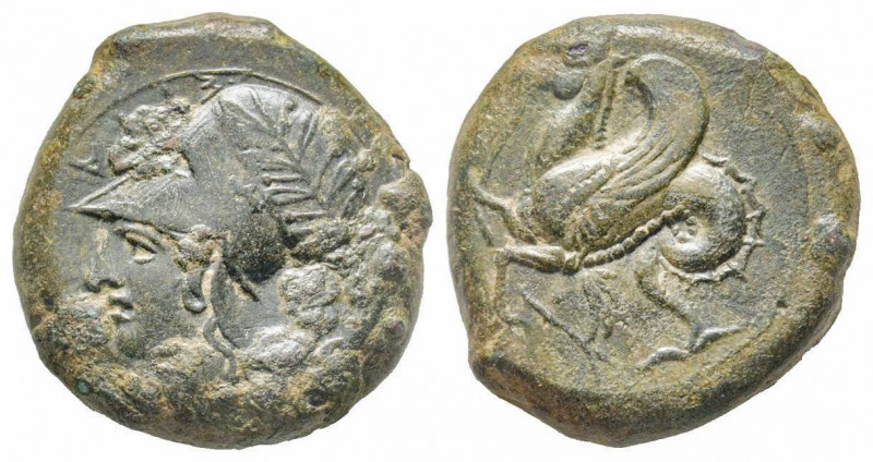 Sicily, Syracusa, Trias, 344-336 BC, AE 8.6 g.
Ref: Sear 1193 - VF