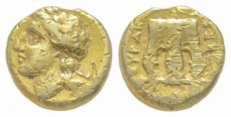 Sicily, Syracuse, Agathokles, 12.5 Litrai, 310-305 BC, Electrum 1.8 g.
Ref : ANS...